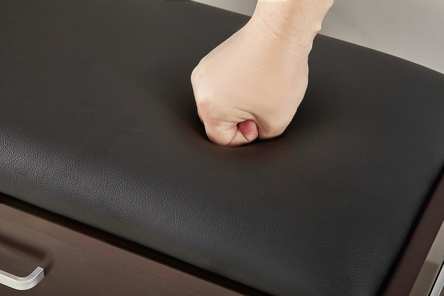 Living room shoe bench with PU seat,small size shoe cabinet,brown finish