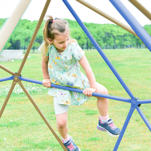 Kids Climbing Dome with Canopy and Playmat - 10 ft Jungle Gym Geometric Playground Dome Climber Play Center, Rust & UV Resistant Steel Supporting 1000 LBS