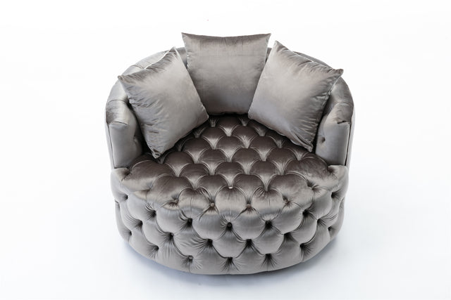 Coolmore Modern Akili swivel accent chair barrel chair for hotel living room / Modern leisure chair Silver Grey
