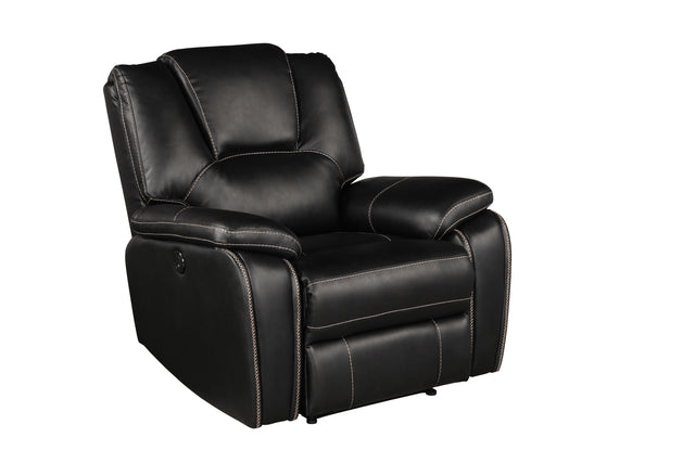 Hong Kong Power Reclining Chair made with Faux Leather in Black