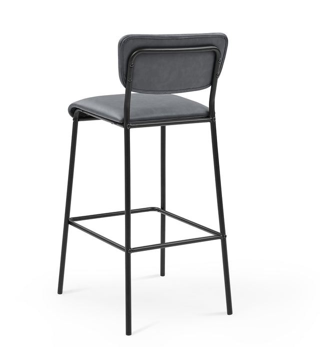 Pu Faux Leather Bar Stools Set of 2, Pub Barstools with Back and Footrest, Grey (18.25"x20“x38.5”)