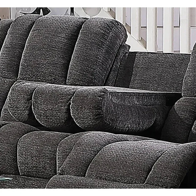 Chicago Manual Recliner Loveseat with Chenille Fabric in Dark Gray