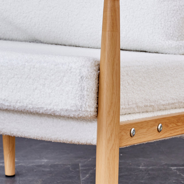 Sofa Chair Set of 2.Teddy velvet Accent Arm Chair Mid Century Modern Upholstered Armchair with Imitation solid wood color Metal Frame Extra-Thick Padded Backrest and Seat Cushion Sofa Chairs