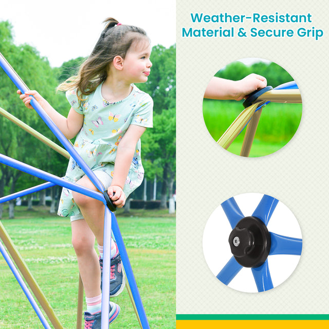 Kids Climbing Dome Tower - 12 ft Jungle Gym Geometric Playground Dome Climber Monkey Bars Play Center, Rust & UV Resistant Steel Supporting 1000 LBS
