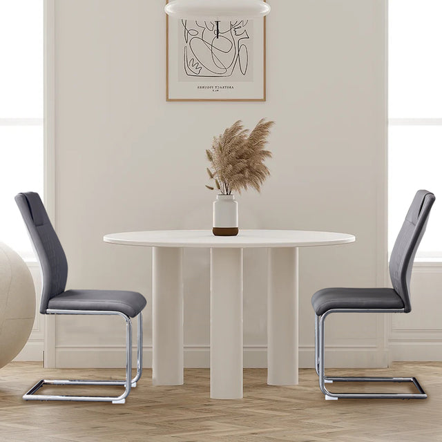 Modern Dining Chairs with Faux Leather Padded Seat Dining Living Room Chairs Upholstered Chair with Metal Legs Design for Kitchen, Living, Bedroom, Dining Room Side Chairs Set of 2 (grey+PU Leather)
