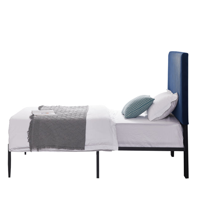 B110 Twin bed Beautiful line stripe cushion headboard  Strong iron frame with high temperature paint
