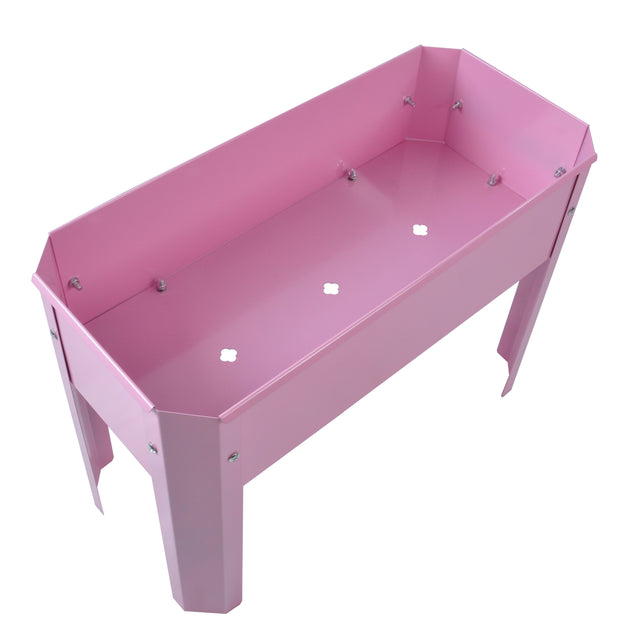 Elevated garden bed, metal elevated outdoor flowerpot box, suitable for backyard and terrace, large flowerpot, suitable for vegetable and flower(Pink*2)