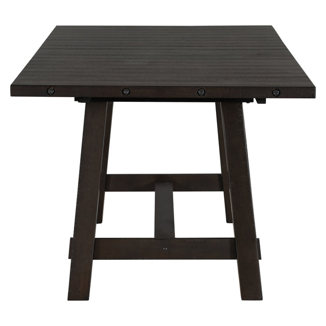TREXM Retro Style Rectangular Dining Table Wood Extendable Dining Table with 18" Leaf, Seats up to 8 (Espresso)