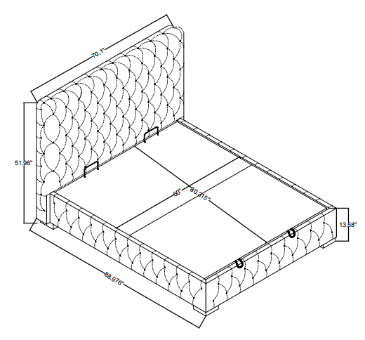 3585QUEEN BED Beautiful line stripe cushion headboard,Portable pneumatic connection rod+Grey Flannelette