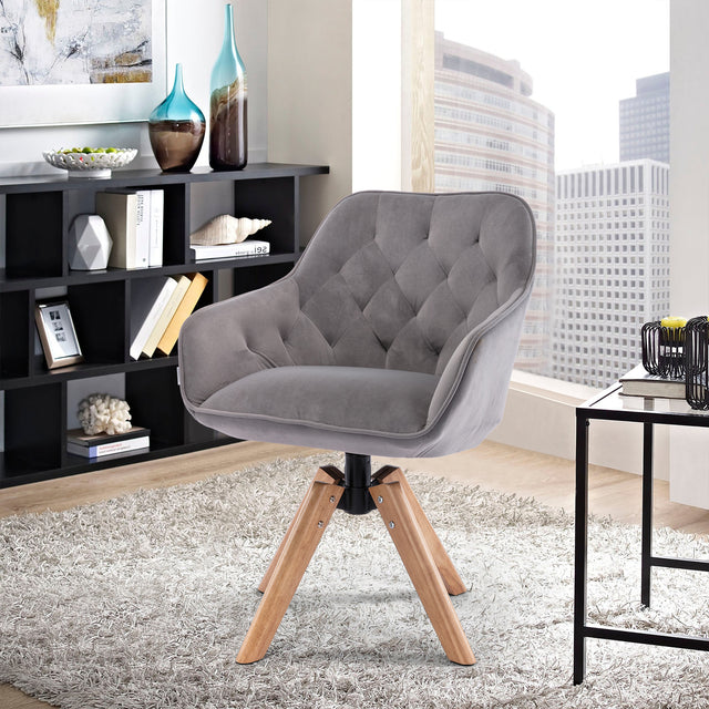 COOLMORE Solid Wood Tufted Upholstered Armless home office chair