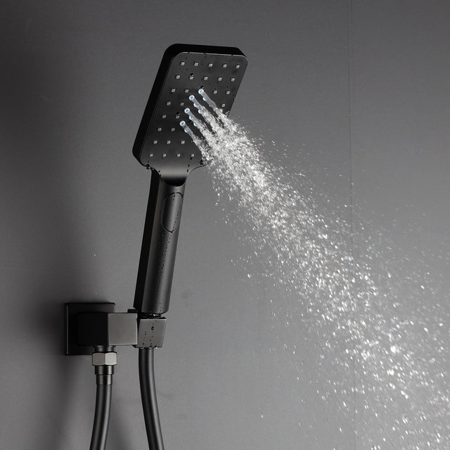 Shower Faucet Set System Ceiling Shower Faucets Sets Complet with Rough-in Valve, 10 Inches High Pressure Rain Shower Head and Handheld