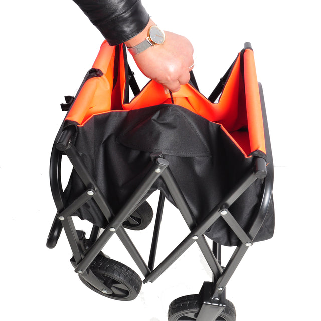 Folding Wagon Garden Shopping Beach Cart (black+yellow)