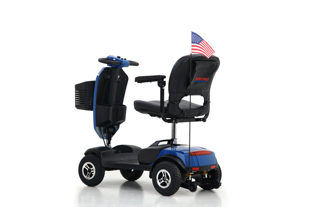 W429S00033 PATRIOT BLUE Outdoor compact mobility scooter with windshield