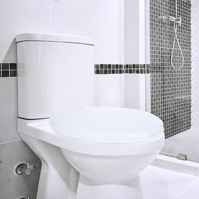 Miibox Removable Round Bowl Matte White Toilet Seat, with Nonslip Grip-Tight Never Loosen Bumpers Prevent Shifting, No Slamming Slow and Quiet-Close Seat, Quick Release for Easy Cleaning