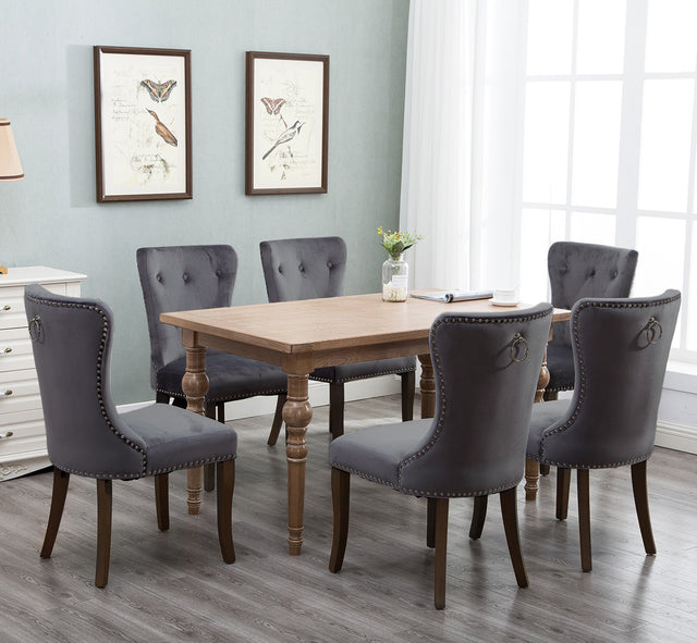 TOPMAX Dining Chair Tufted Armless Chair Upholstered Accent Chair, Set of 6 (Grey)