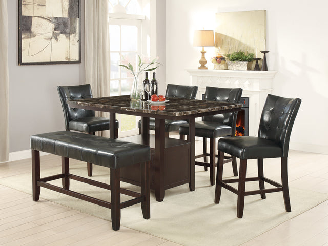 Leather Upholstered High Dining Chair, Black(Set of 2)
