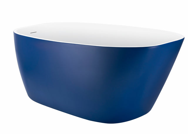 63" 100% Acrylic Freestanding Bathtub,Contemporary Soaking Tub,white inside and blue outside