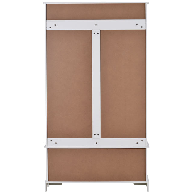 ON-TREND Hall Tree with 4 Hooks and Hinged Lid, Coat Hanger, Entryway Bench, Storage Bench, 3-in-1 Design, for Entrance, Hallway (White)