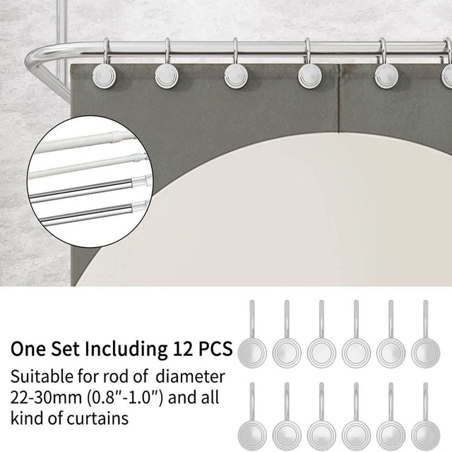 Silver Shower Curtain Hook, Zinc Alloy Hook, Round, Set of 12