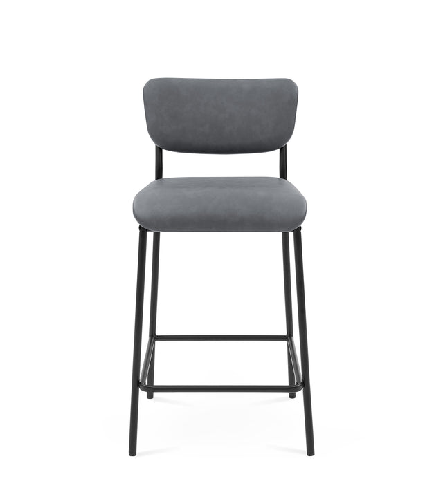 Pu Faux Leather Counter Stools Set of 2, Pub Counter Stool with Back and Footrest, Grey\n(17.5"x19.25“x34.5”)