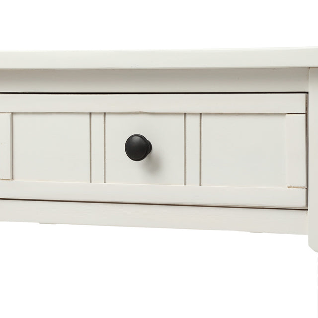 TREXM Daisy Series Console Table Traditional Design with Two Drawers and Bottom Shelf (Ivory White)