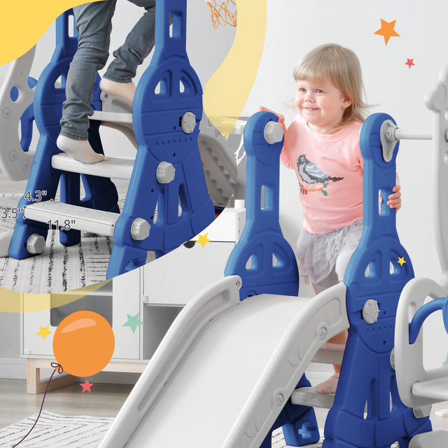 Toddler Slide and Swing Set 3 in 1, Kids Playground Climber Swing Playset with Basketball Hoops Freestanding Combination Indoor & Outdoor