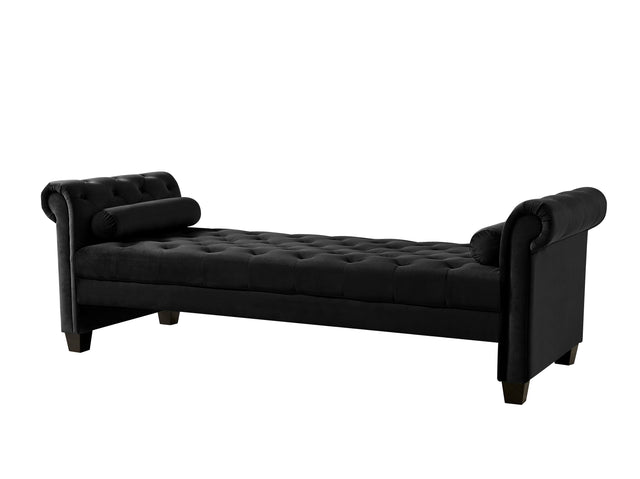 2038 Black Rectangular Large Sofa Stool