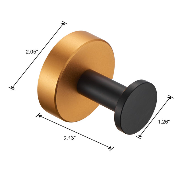 Round Base Wall Hanging Coat Hook with Screws- Black Gold Towel Hook, 4 Pack, for Entry Shoe Cabinet, Wardrobe Bathroom Bedroom Furniture Hardware