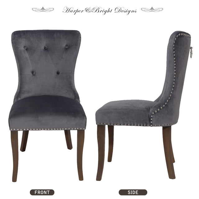 TOPMAX Dining Chair Tufted Armless Chair Upholstered Accent Chair, Set of 6 (Grey)