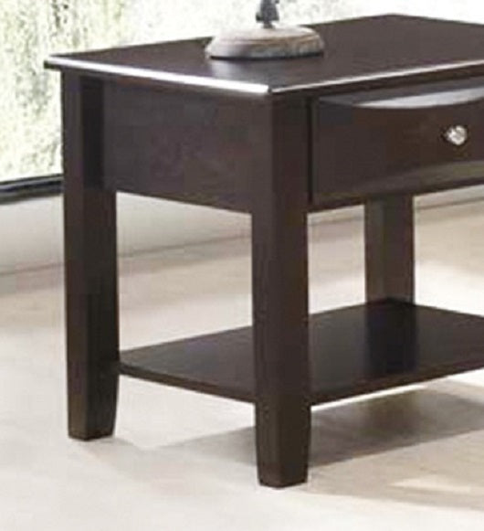Simple Modern Look Wooden End Table Living Room Sofa Side Table Venner DrawerAnd Shelf