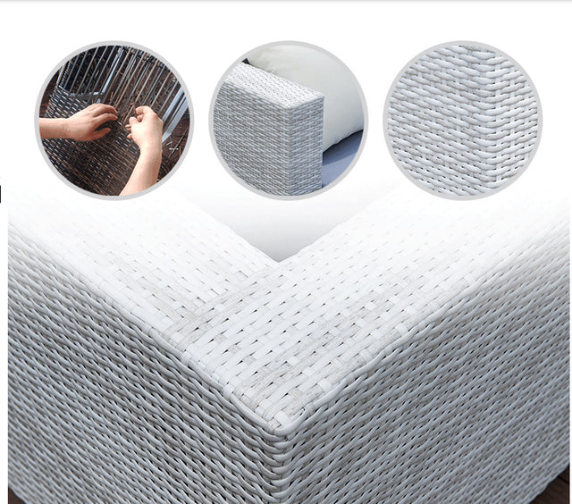 6 Piece Rattan Sectional Seating Group with Cushions (Color:LIGHT GREY)