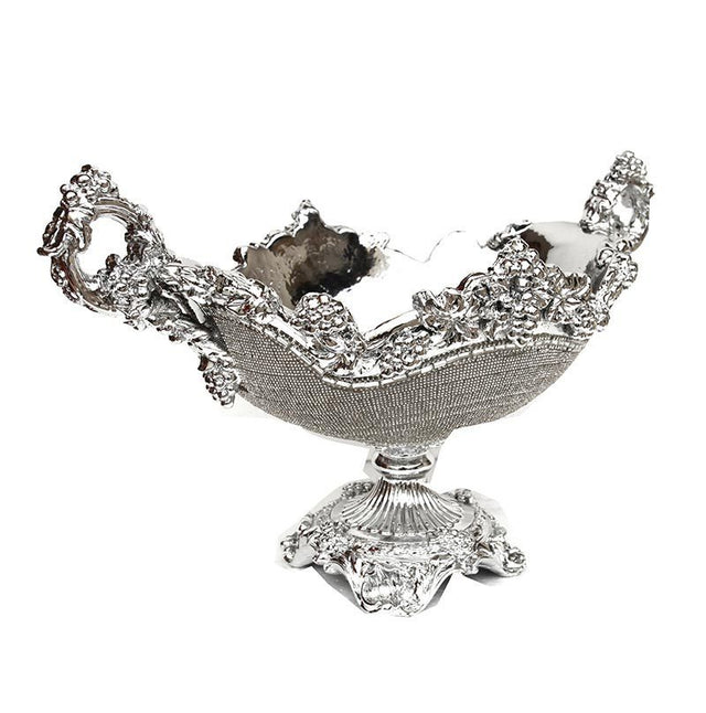 Ambrose Chrome Plated Crystal Embellished Ceramic Fruit Platter