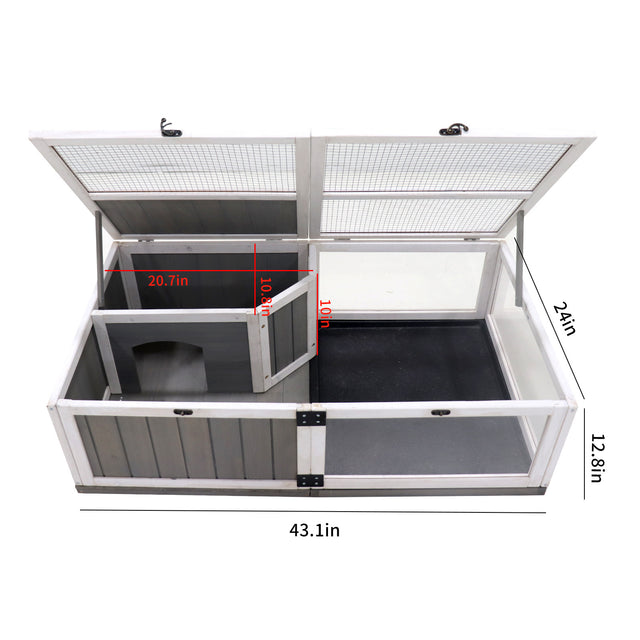 Tortoise Habitat Wooden Tortoise House w/Removable Waterproof Tray Indoor Turtle Enclosure for Small Animals Outdoor Wooden Reptile Cage