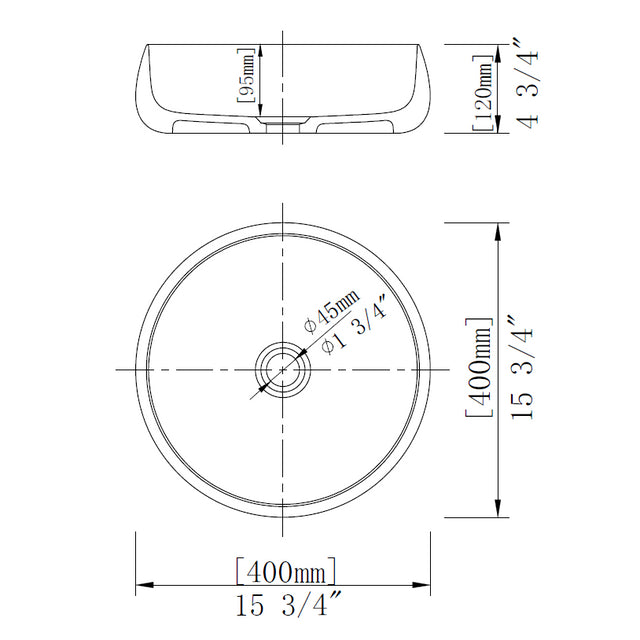 D15.7'' Transparent Crystal Red Bathtoom Vessel Basin Resin Stone Solid Surface Countertop Sink D400MM