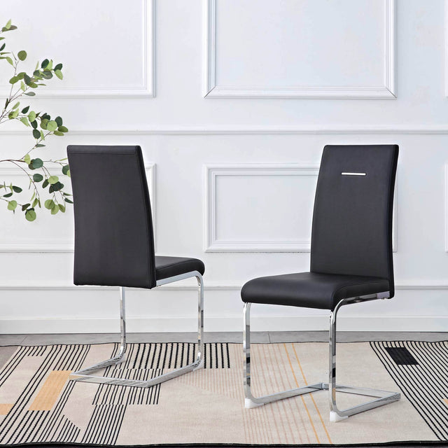 Modern Dining Chairs, PU Faux Leather High Back Upholstered Side Chair,for Dining Room Kitchen Vanity Patio Club Guest Office Chair (Set of 4) (Black+PU Leather)