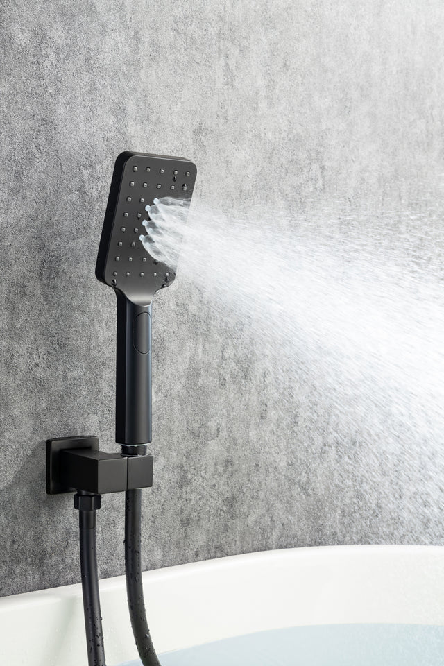 Waterfall Tub Faucet Wall Mount Roman Tub Filler Chrome Single Handle Brass Bathroom Bathtub Faucet with Hand Shower