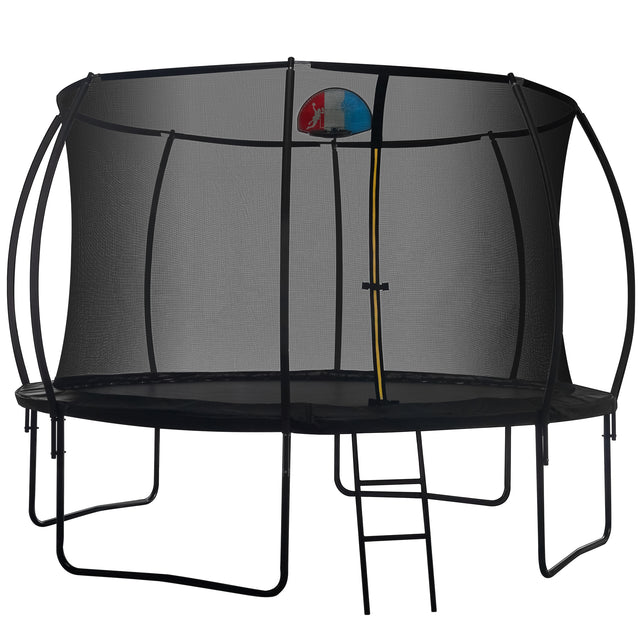 12FT TRAMPOLINE,PUMPKIN SHAPED,BOARD,SLIDE ,BASKETABLL BOARD