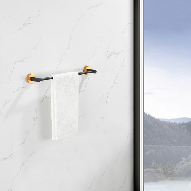 Bathroom Hardware Set, Thicken Space Aluminum 3 PCS Towel bar Set- Black Gold 16-27 Inches Adjustable Bathroom Accessories Set