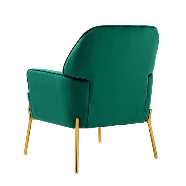 Velvet Accent Upholstered Chair, Living Room Chair, Modern Reception Arm Chair with Golden Legs for Bedroom Reading Room