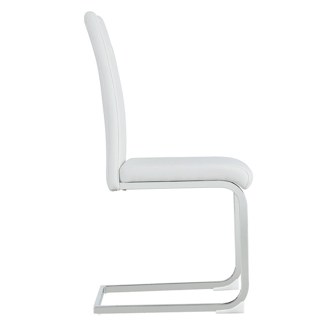 Modern Dining Chairs, PU Faux Leather High Back Upholstered Side Chair,for Dining Room Kitchen Vanity Patio Club Guest Office Chair (Set of 4) (White+PU Leather)