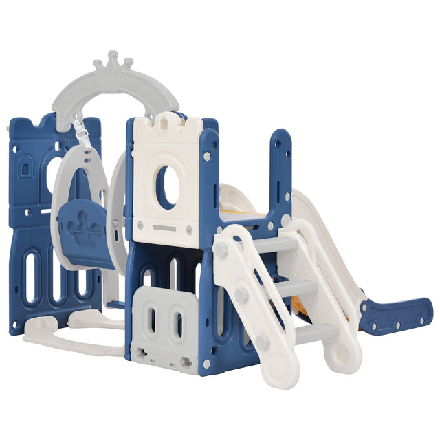 Toddler Slide and Swing Set 5 in 1, Kids Playground Climber Slide Playset with Basketball Hoop Freestanding Combination for Babies Indoor & Outdoor