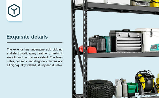 Garage Shelving Heavy Duty 72"H*77"W Garage Storage Shelves 6000LBS Heavy Duty Shelving Adjustable 3 Tier Metal Shelving for Garage Storage Shelving Industrial Shelving Storage Rack, Black