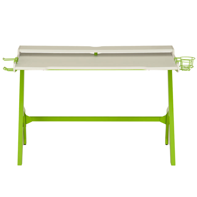 Techni Sport Ergonomic Computer Gaming Desk Workstation with Cupholder & Headphone Hook, Green