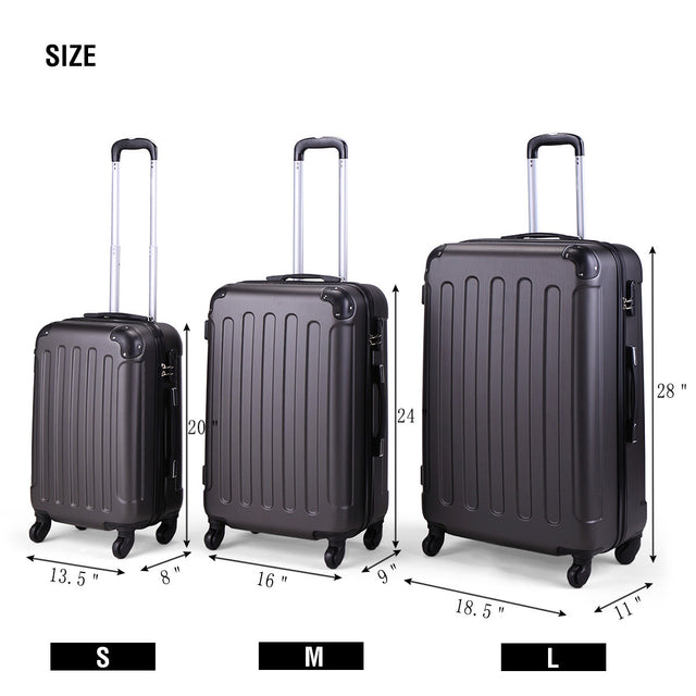 3-Piece Luggage Expandable Lightweight Travel Suitcase Set with Code Lock, Spinner Wheels, 20/24/28 Inches, Gray