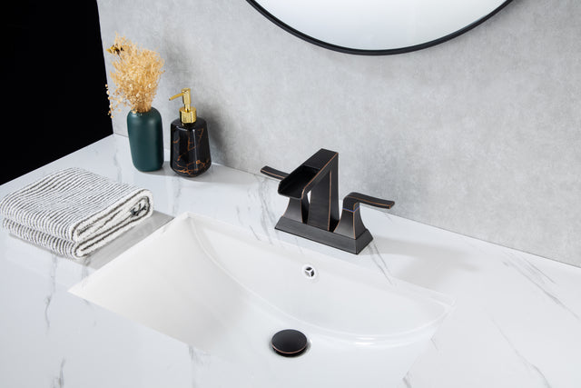 2-Handle Lavatory Faucet Brushed Nickel Bathroom Sink Faucet with Metal Pop-up Drain and Faucet Supply Lines