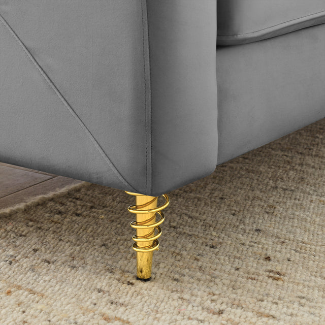 80.3" Modern Sofa Couch Upholstered Sofa Tufted Back Comfy Velvet Long Couch with 2 Pillows and Golden Legs for Living Room, Bedroom, Office, Apartment, Grey