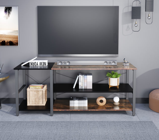 Black linen + retro double color matching TV cabinet