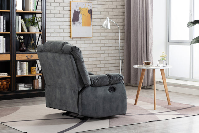 Recliner Chair Overstuffed, Manual Reclining Single Couch Wide Seat with Thickened Headrest and Back (Gray)