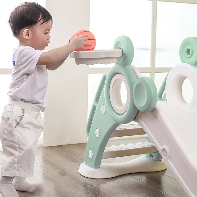 Children\'s Folding Slides with Stairs, Outdoor Small Children\'s Slide Toys Multifunctional Toys,Green/ Toddler Folding Slide Plastic Kids Slide for Toddlers Age 1-3 Indoor Slide Children Climber To