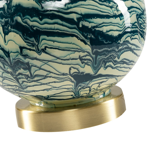 Pelion 20" Modern LED Bedside Table Lamp with Linen Shade and Glass Base